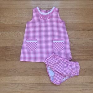 VINTAGE LILLY PULITZER VGUC White Tag Pink Gingham Dress Bloomer Set